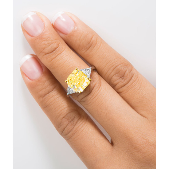 Cushion Shape Fancy Yellow Diamond Ring CAJ001