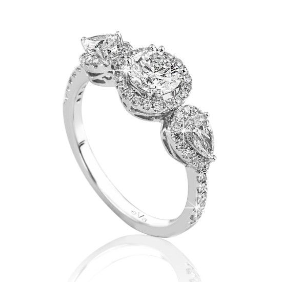 Astonished Engagement Diamond Ring with pear in center-white