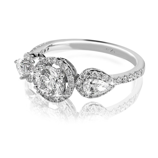 Astonished Engagement Diamond Ring with pear in center-white