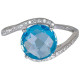 Round Blue Topaz Diamond Ring