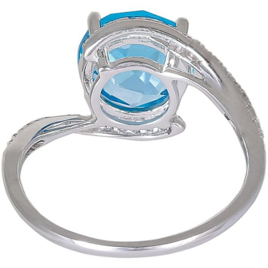 Round Blue Topaz Diamond Ring