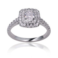 Double halo cushion diamond ring