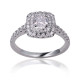 Double halo cushion diamond ring