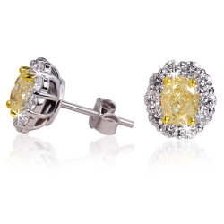 Oval Fancy Yellow Diamond Earrings - B17466 Oval Fancy Yellow Diamond Earrings - B17466
