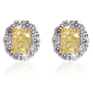 Oval Fancy Yellow Diamond Earrings - B17466