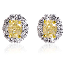 Oval Fancy Yellow Diamond Earrings - B17466 Oval Fancy Yellow Diamond Earrings - B17466