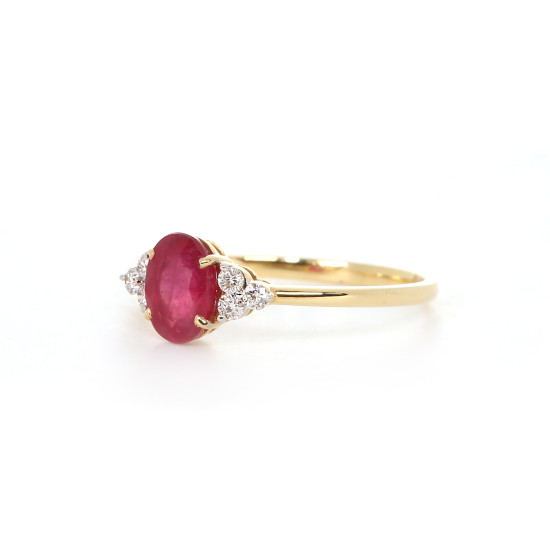 Oval  Shape Ruby and Diamond Ring