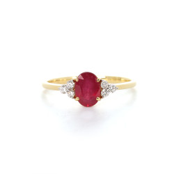 Oval  Shape Ruby and Diamond Ring