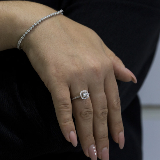 Cushion Cut Scalloped Halo Engagement Ring Cushion Cut Scalloped Halo Engagement Ring