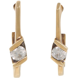 Yellow Gold Genuine Diamond Hoop Earrings - B07360 Yellow Gold Genuine Diamond Hoop Earrings - B07360