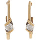 Yellow Gold Genuine Diamond Hoop Earrings - B07360