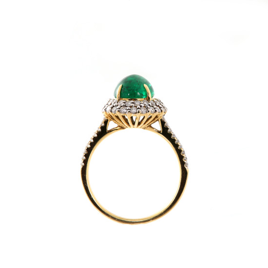 Emerald Diamond Domed Ring