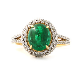 Emerald Diamond Domed Ring