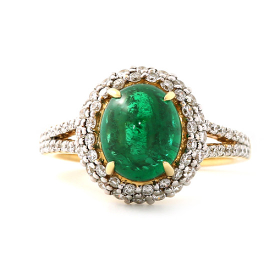 Emerald Diamond Domed Ring