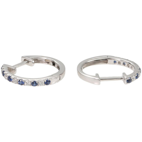 Sapphire and Diamond Hoop Earring - B08696 Sapphire and Diamond Hoop Earring - B08696