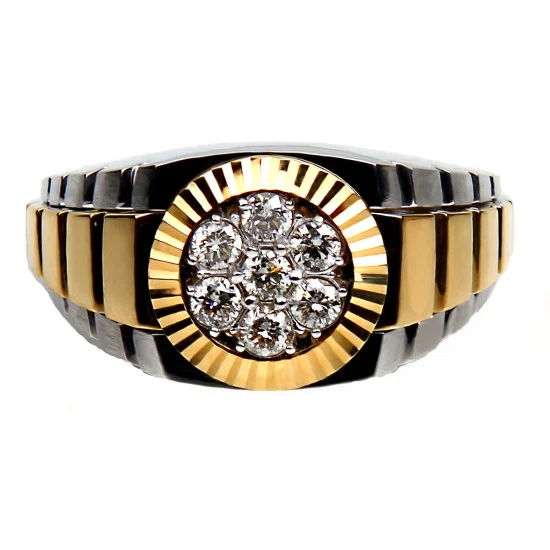 Estate 14 Karat Yellow Gold Rolex Style Diamond Ring – Beeghly & Co.