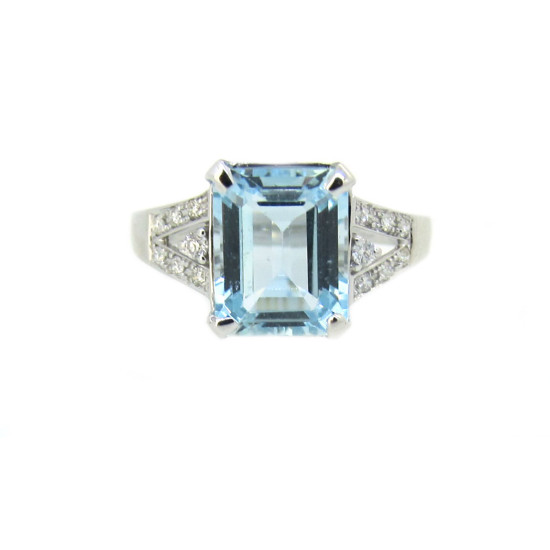 AQUAMARINE DIAMOND RING-B13006