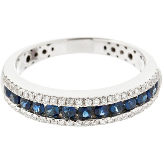 Vibrant blue sapphires and brilliant pavé diamond Set Ring - B13665