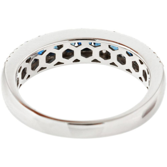 Vibrant blue sapphires and brilliant pavé diamond Set Ring - B13665 Vibrant blue sapphires and brilliant pavé diamond Set Ring - B13665