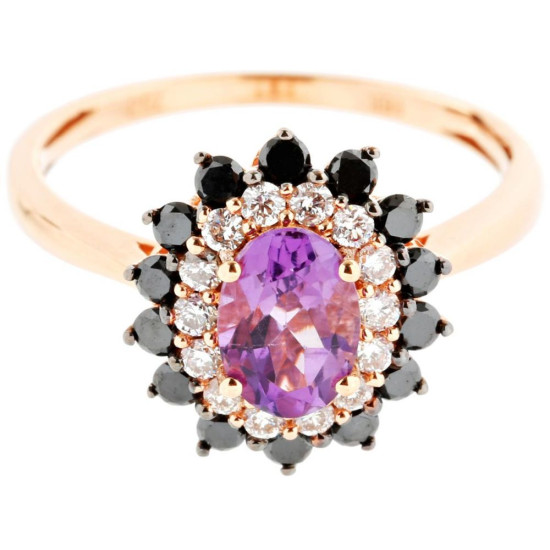 Amethyst with Black Diamond Ring - B13695