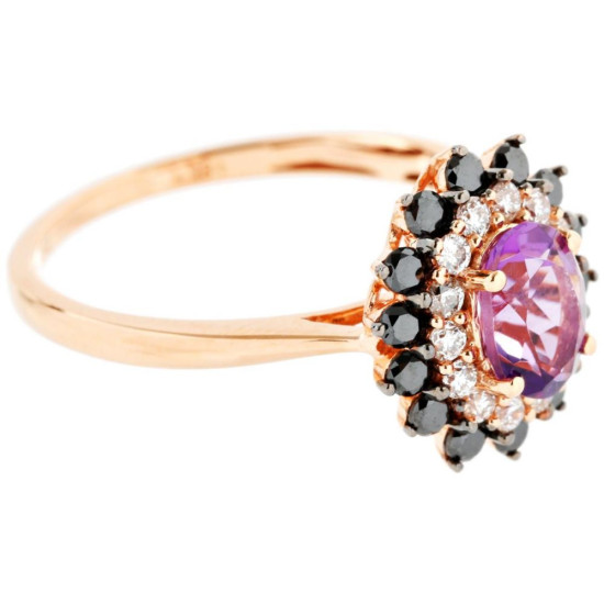 Amethyst with Black Diamond Ring - B13695