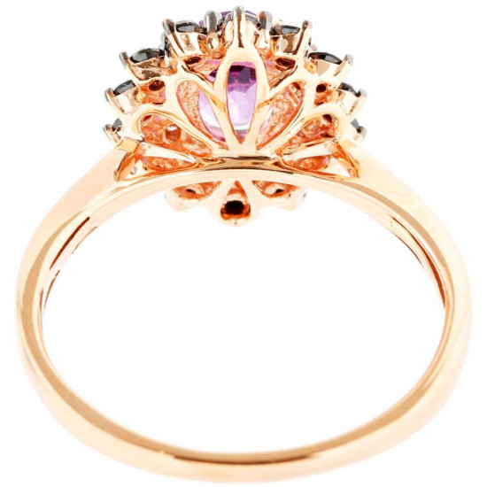 Amethyst with Black Diamond Ring - B13695