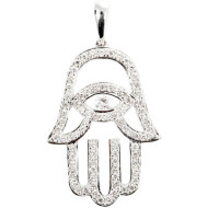 Fatima hand with Eye shaped Diamond Pendant - B13703