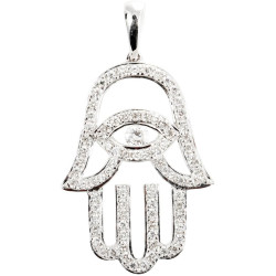 Fatima hand with Eye shaped Diamond Pendant - B13703 Fatima hand with Eye shaped Diamond Pendant - B13703