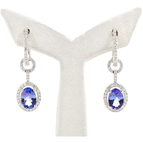 Tanzanite and Diamond Halo Earrings - B13719 Tanzanite and Diamond Halo Earrings - B13719