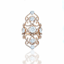 French Flower Design Diamond Ring