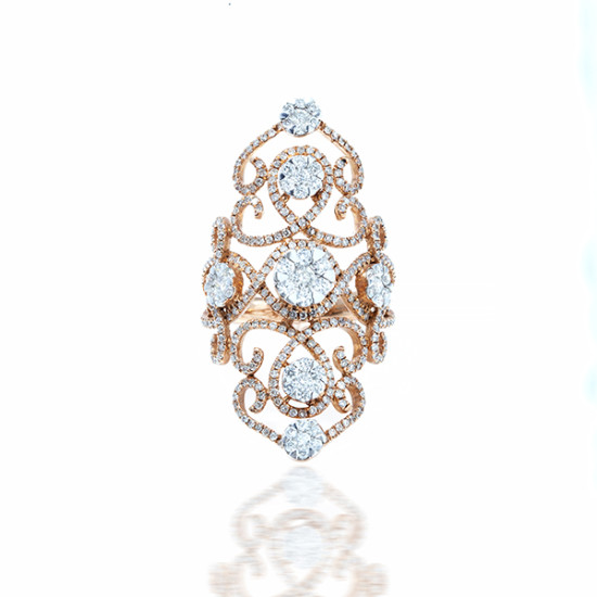 French Flower Design Diamond Ring