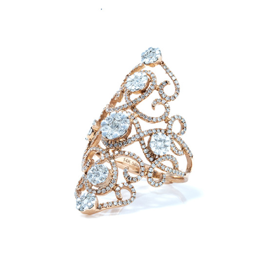 French Flower Design Diamond Ring