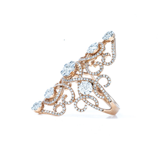 French Flower Design Diamond Ring