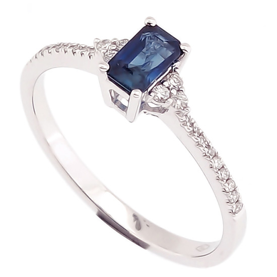 LILY BLUE EMERALD CUT RING-B13985