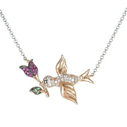 Bird Necklace with Real Diamond and Ruby - B13986 Bird Necklace with Real Diamond and Ruby - B13986