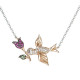 Bird Necklace with Real Diamond and Ruby - B13986