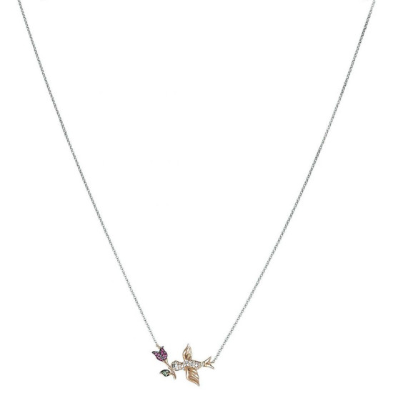 Bird Necklace with Real Diamond and Ruby - B13986