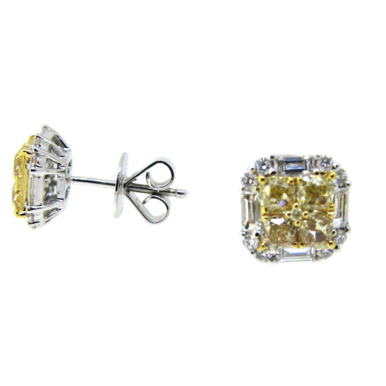 Fancy yellow Diamond studs