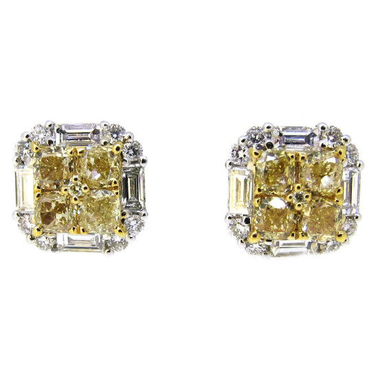 Fancy yellow Diamond studs