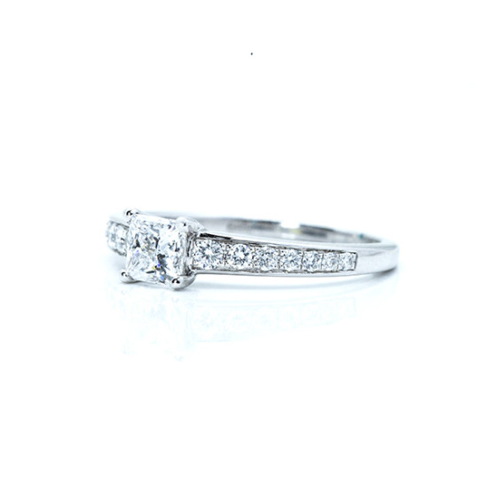 Princess Cut Stone Engagement Ring with Accents