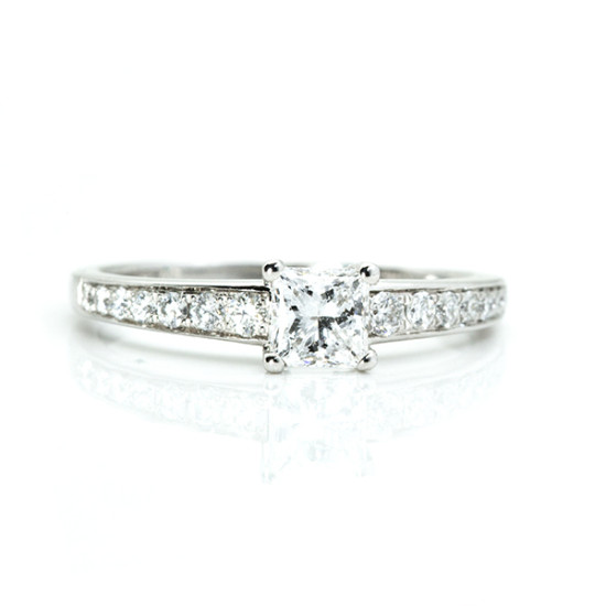 Princess Cut Stone Engagement Ring with Accents