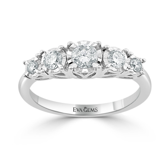 Five-stone round cut engagement ring