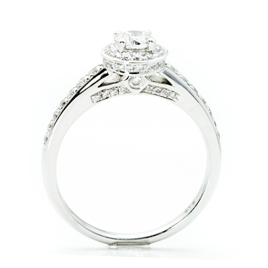 Round Cut Split Shank Halo Engagement Ring