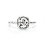 Cushion Cut Scalloped Halo Engagement Ring