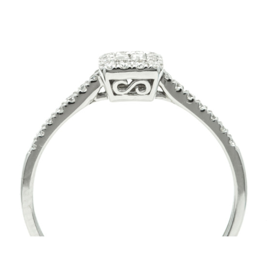 Classic ring with Baguette and Round diamond  B19605 