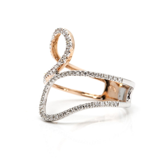Unique Weave Round Diamond Ring