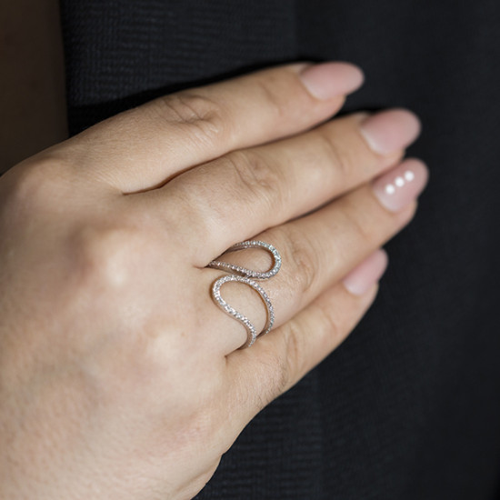 Unique Weave White Diamond Ring