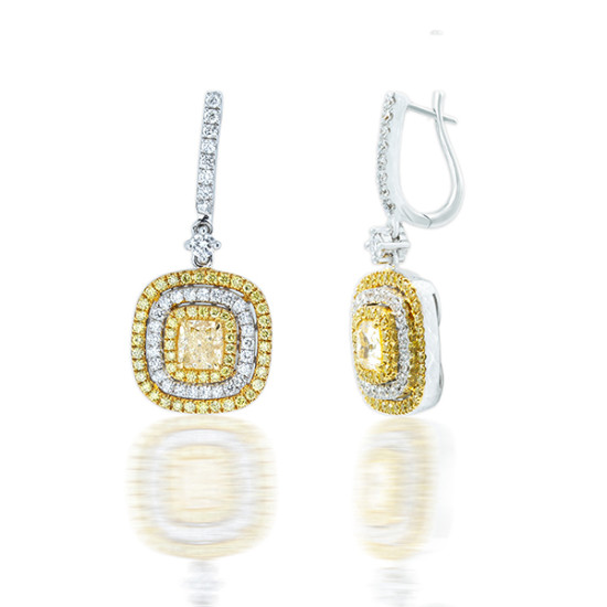 Yellow diamond drop earring