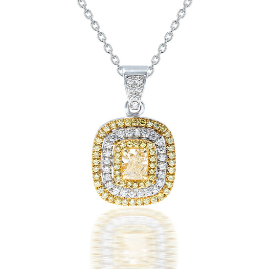 Fancy intense yellow diamond pendant