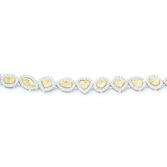 Multi color Fancy yellow diamond halo setting bracelet 